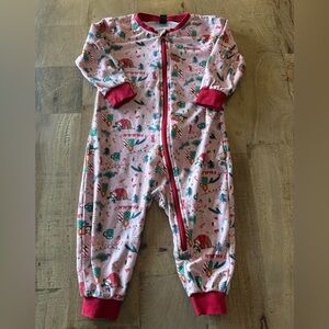Nano Christmas Festive holiday Pink Baby Onesie pyjama Red Trim size 12 months